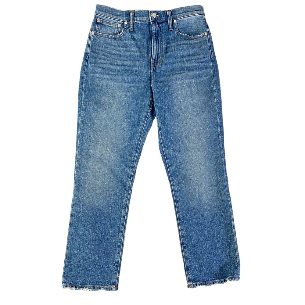Madewell High Rise Slim Crop Boy Jeans Womens 28 (30x26) Blue Distressed NEW